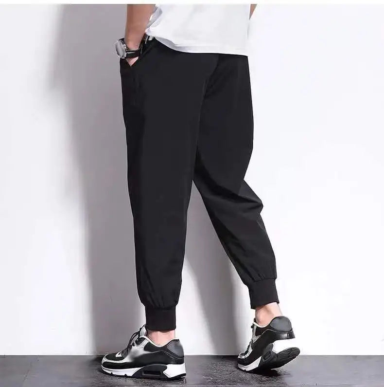 10XL Black Casual Pants Mens Oversized Joggers Sweatpants Breathable Baggy Trousers Men Elastic Waist Quick Dry Pants Streetwear