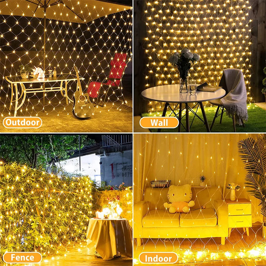 Thrisdar 8X10M 2000 Large Size LED Net Light Outdoor Mesh Light Waterproof Christmas Bush Net Light for Tree Garden Wedding Deco