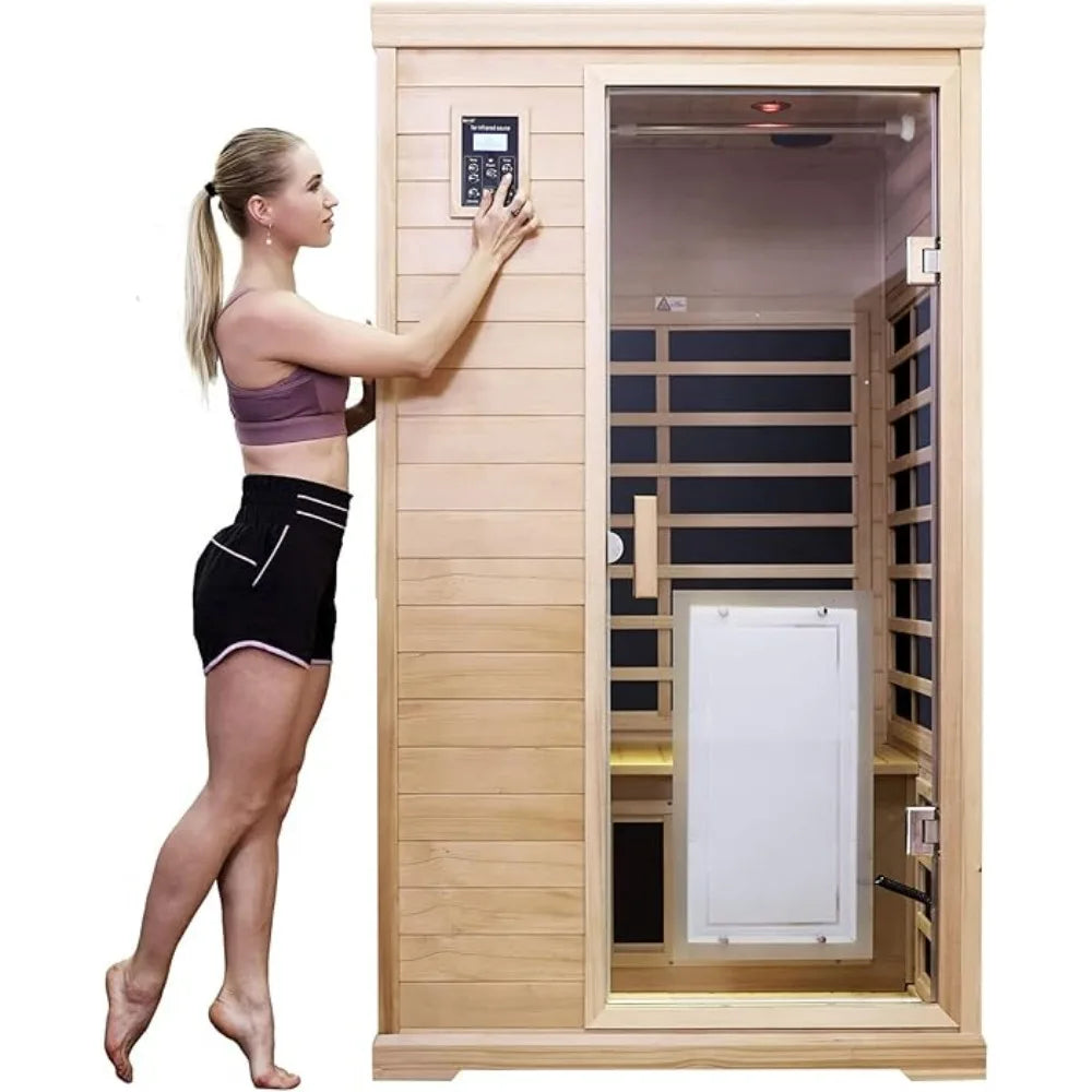 Sauna Home,con 1750 W, 9 Calentadores EMF Bajos, Precalentamiento De 10 Minutos, Sala De Sauna De Madera De Infrarrojos Lejanos