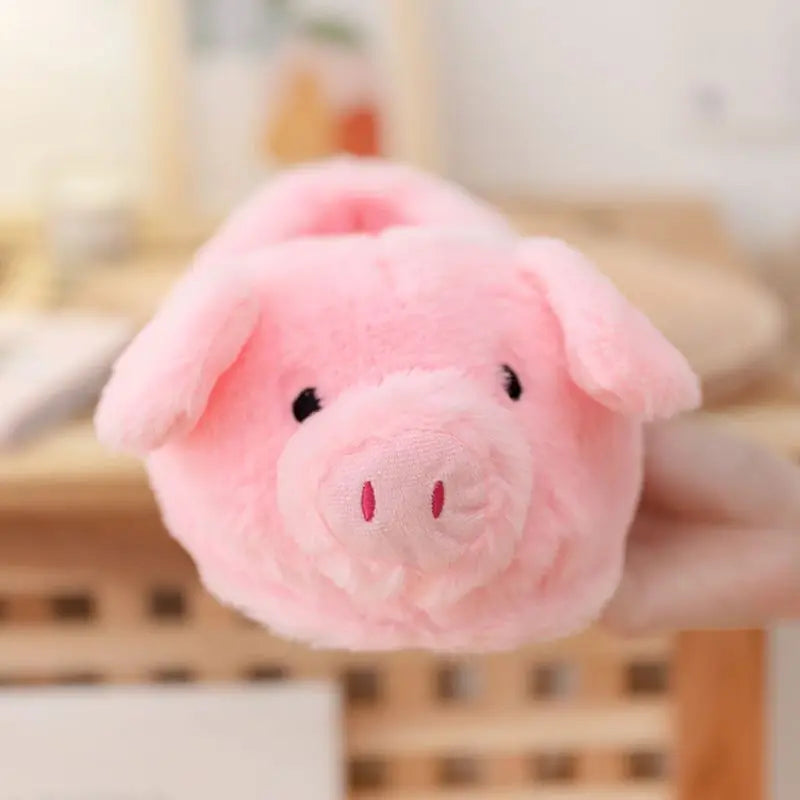 Cute Pig Winter New Women Slipper Heel Cover Warm Slippers Soft Fur Indoor Comfortable Fluffy Home Slides Girls Cartoon Footwear