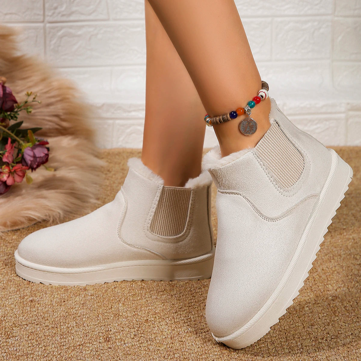 Winter Women Snow Boots Plush Warm Non Slip Waterproof Ladies Flats Sneakers Casual Slip on Female Ankle Boots Botas Mujer