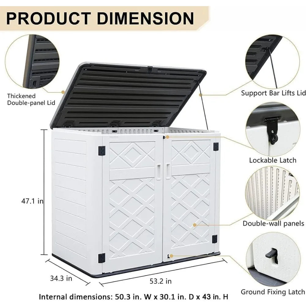 Larger Outdoor Storage Shed Weather Resistance, Horizontal Outdoor Storage Box Waterproof for Garden, Patios, Backyards,