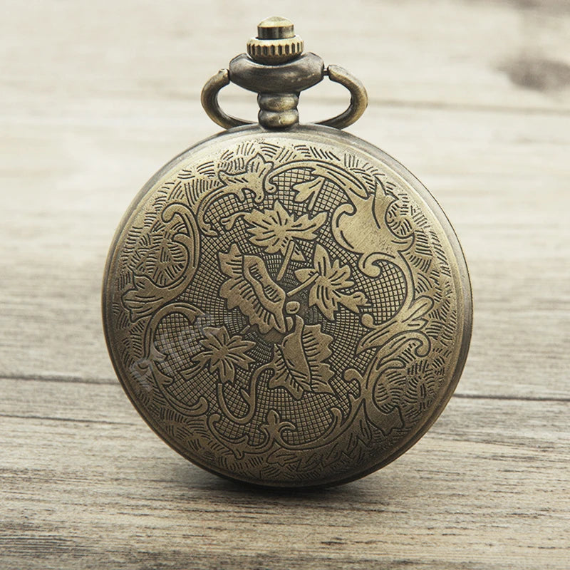 Pffee Roman Numerals Quartz Antique Pocket Watch Chain Men Women Steampunk Vintage Clock Reloj One Piece Best Gift For Men Women