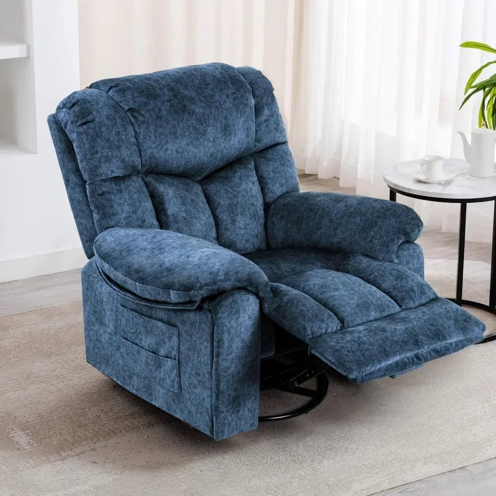 Recliner Chair Massage Rocker Swivel Heated with Hideable Cup Holders, for Adults Living Room (9020-Blue9),Living Room Chairs