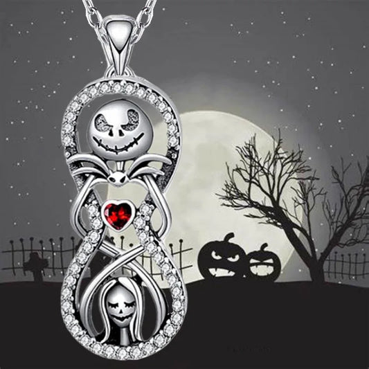 2024 New Heart Pendant Necklace Hip-hop Versatile Skull Jewelry Gift Halloween Gift Pendant Wholesale