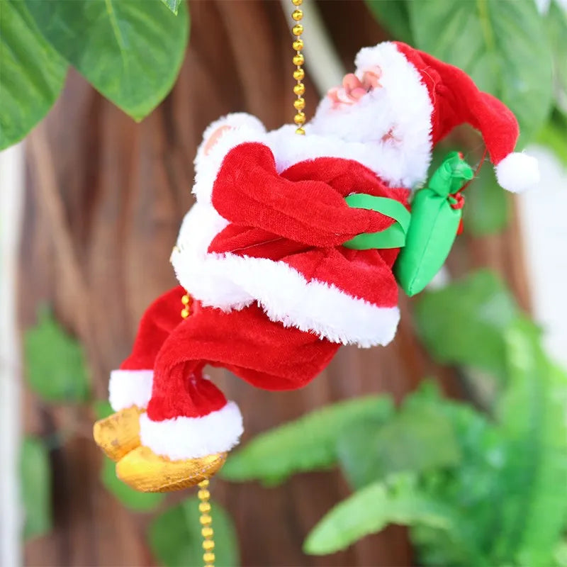 Santa Claus Climbing On Rope Ladder 2024 New Year Xmas Decor Gifts Christmas Home Pendant Xmas Trees Pendant Hanging Ornament