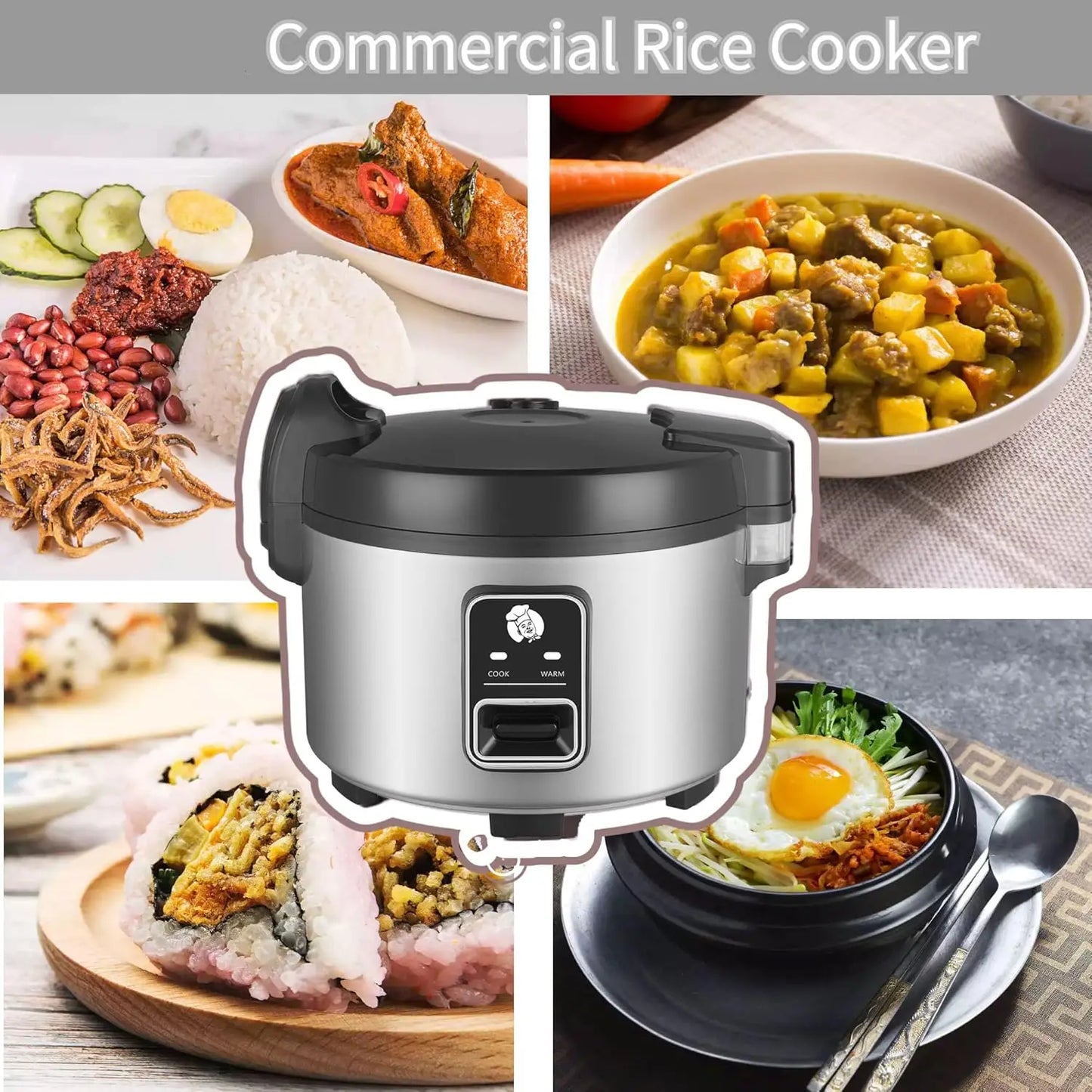 Commercial rice cooker 90 cups cooked / 50 cups uncooked rice Commercial Rice Warmer for 45-50 people, with One-Touch Operation