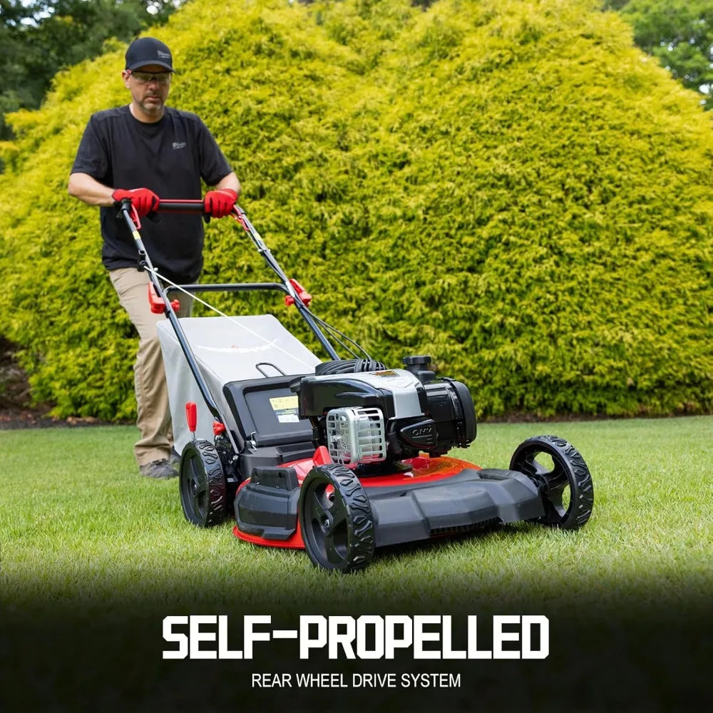 Self Propelled Gas Lawn Mower, 21 in140cc Briggs and Stratton Engine, 3-in-1 with Height Adjustment B8621S,Gas Lawn Mower