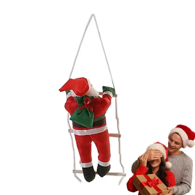 Santa Claus Climbing Ladder Tree Wall Hanging Climbing With Rope Pendants New Year Decoration Rope Doll Household Accessories