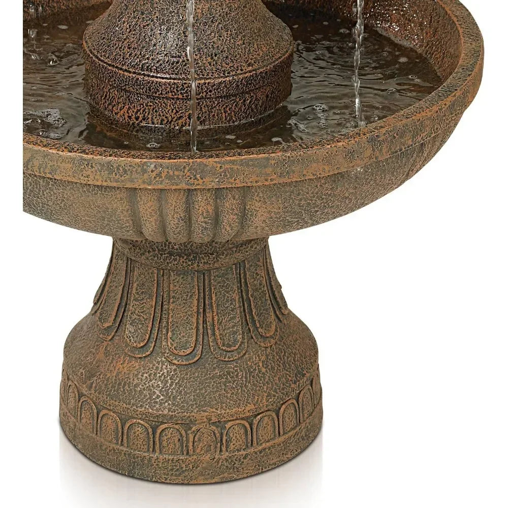 Outdoor Fountain & Waterfall, 43 Inch High 3 Levels Linked Garden Terrace Backyard Deck Home Lawn Porch