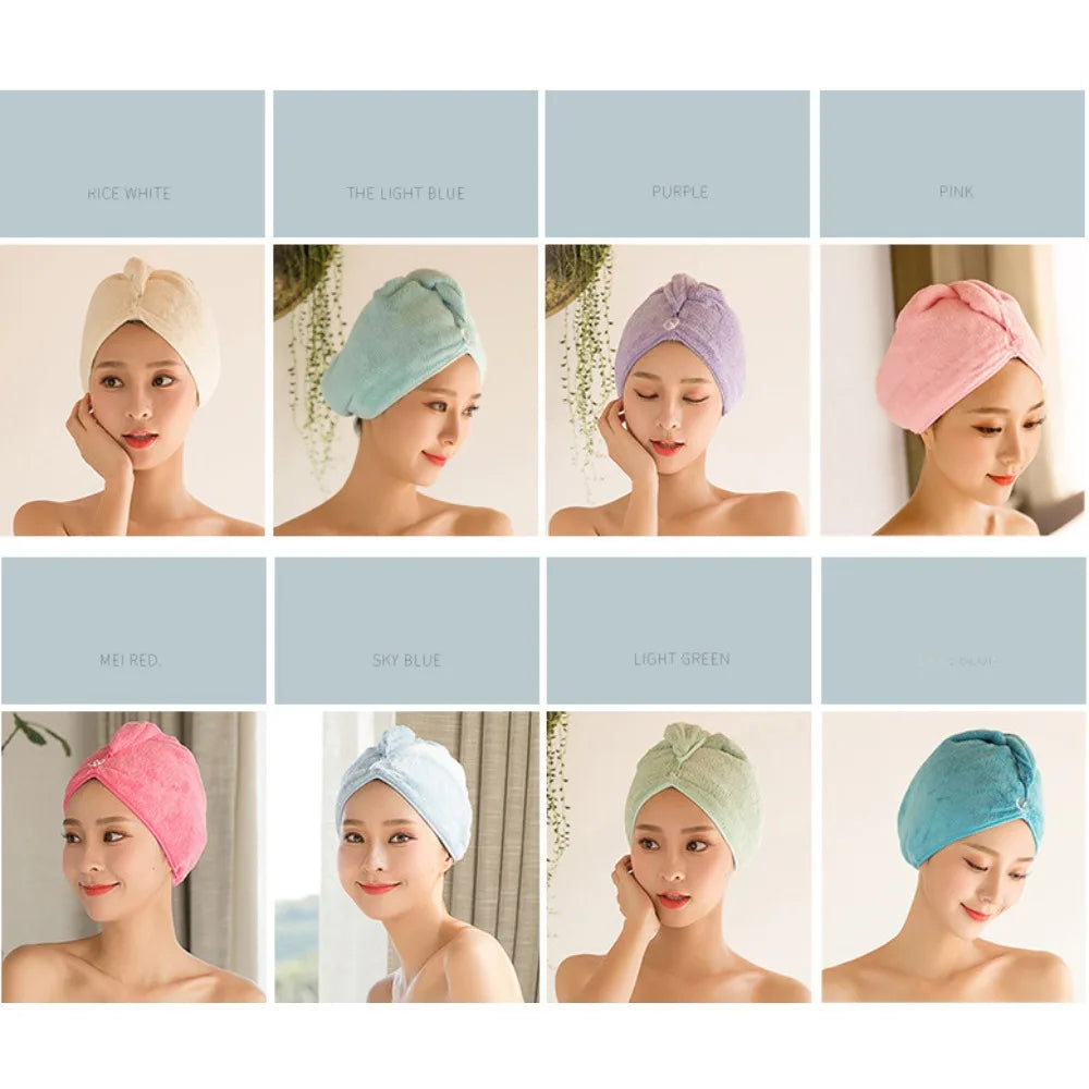 Turban Head Wrap Bathing Tools Microfibre After Shower Hair Drying Wrap Womens Girls Ladies Towel Quick Dry Hair Hat Cap Pink