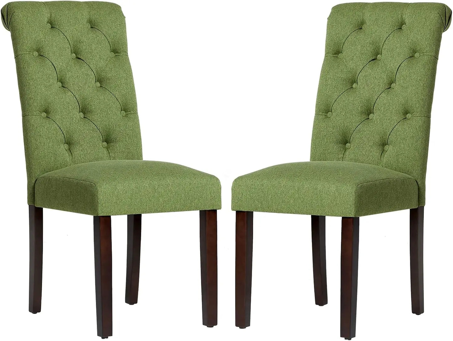 Tufted Dining Room Chairs Set of 2,Upholstered Fabric Side Stylish Kitchen Chairs with Solid Wood Legs and Padded Seat