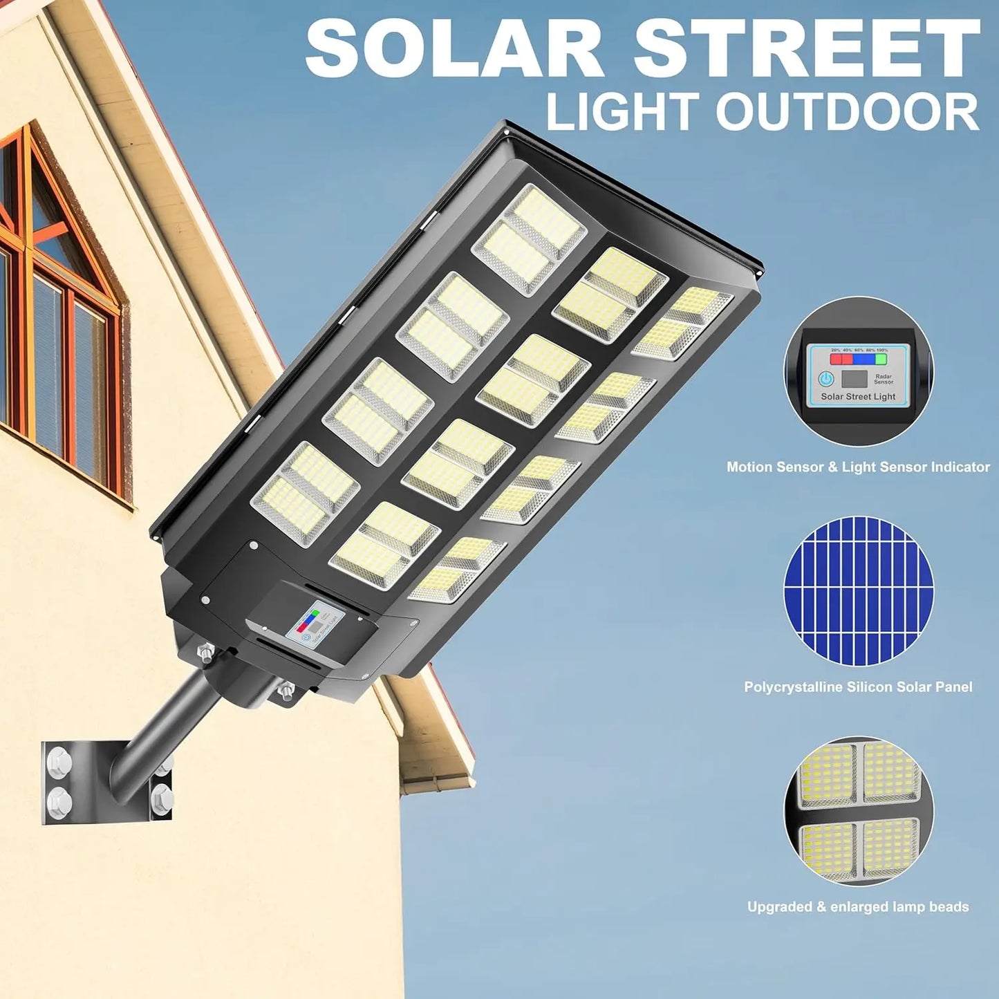 Lights Outdoor 240000 Lumens Solar Flood Lights with Remote Control & Motion Sensor, Waterproof IP66 Dusk to Dawn Solar Lights