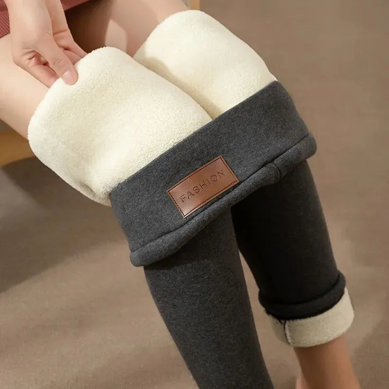 Women Thermal Leggings Winter Warm Elastic Lambwool Pantyhose Female Fleece Thermal High Waist Slim Thicken Tight Pants