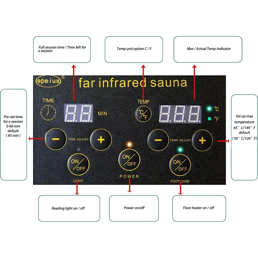 Sauna 1 Person Low EMF Far Infrared Saunas, 1350 Watt Indoor Personal Sauna Room with 2 Bluetooth Speakers, 1 LED Reading Lamp