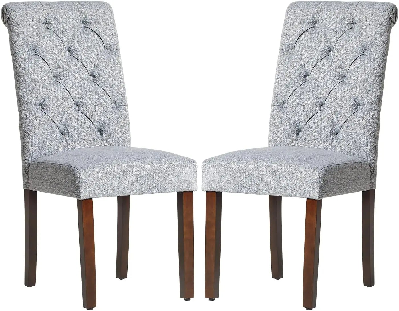 Tufted Dining Room Chairs Set of 2,Upholstered Fabric Side Stylish Kitchen Chairs with Solid Wood Legs and Padded Seat