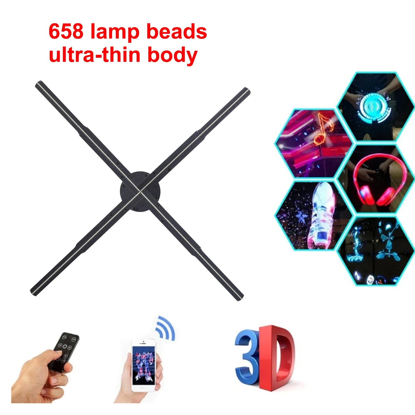 Commercial Ad 3D Light 56Cm Fan 3D Holographic Projector Wifi Naked Eye 3D Projection Display Support Picture Video Advertising