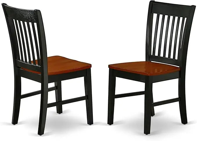 Set of 2 Slat Back Wood Seat Kitchen Chairs,Black striped back Suitable for living room and dining room, free shipping