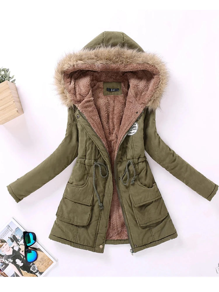 new winter military coats women cotton wadded hooded jacket medium-long casual parka thickness  XXXL quilt snow outwear