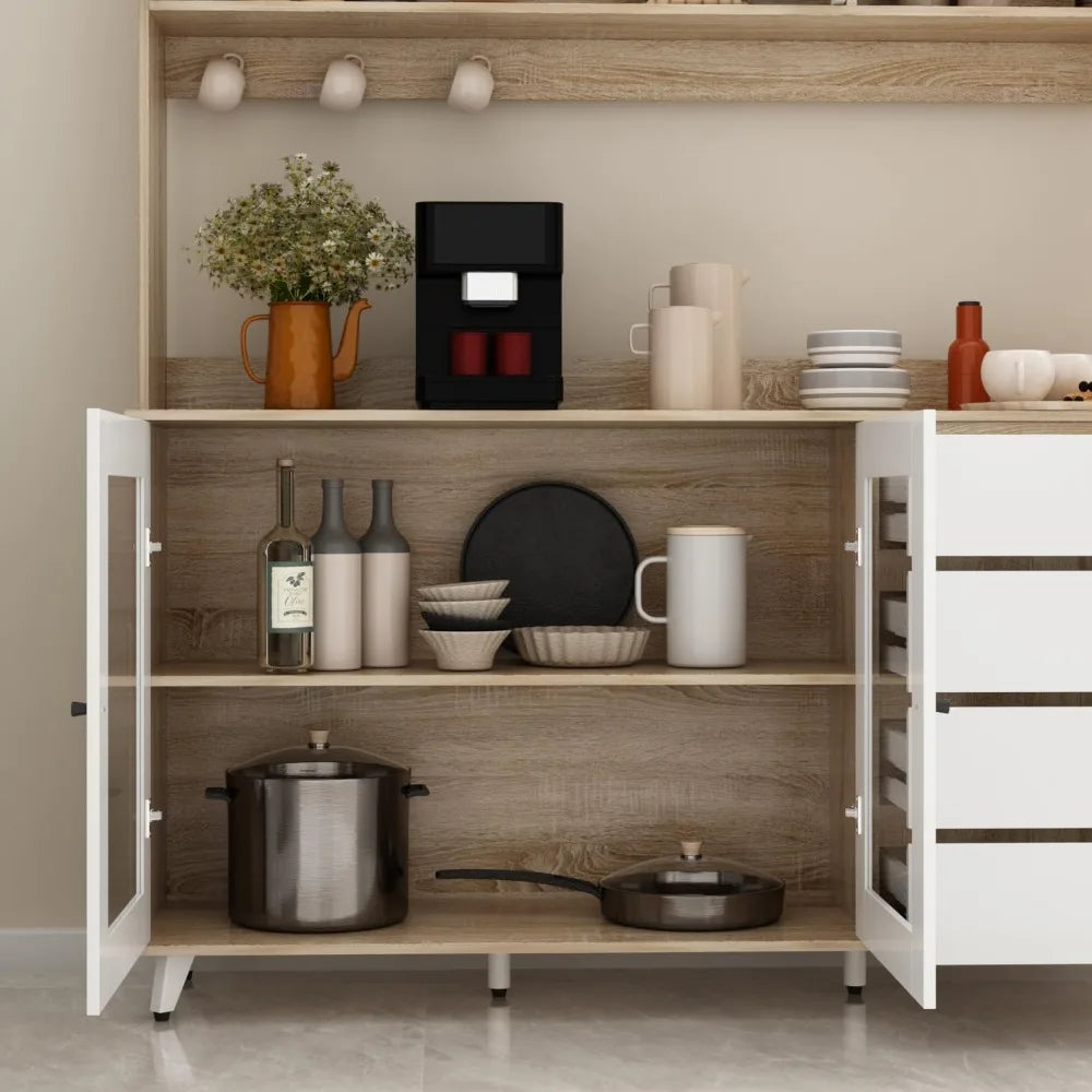 Walnut and White Furniture for the Living Room Bookcase Shelves & Drawers Modern Sideboard Buffet Cabinet Armoires De Salon Home