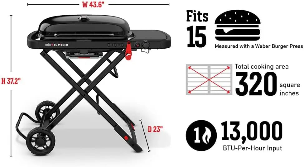 Traveler Portable Gas Grill, Stealth Edition