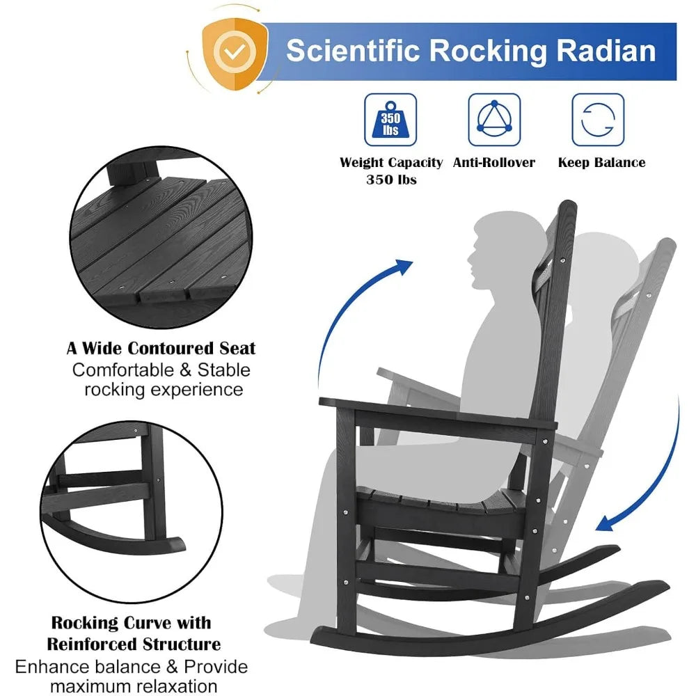 Patio Rocking Chair Set of 2, All Weather Resistant Outdoor Indoor Fade-Resistant Patio Chair,Stable Durable Smooth Rocking