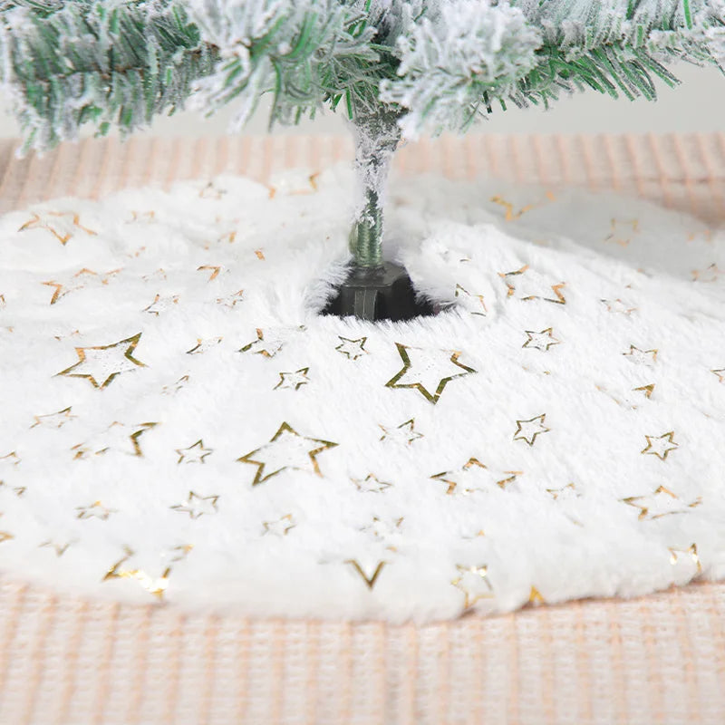 1PC Mini Gold Snowflake Tree Skirt Desktop Christmas Tree Base Decoration Tree Skirt Ornament