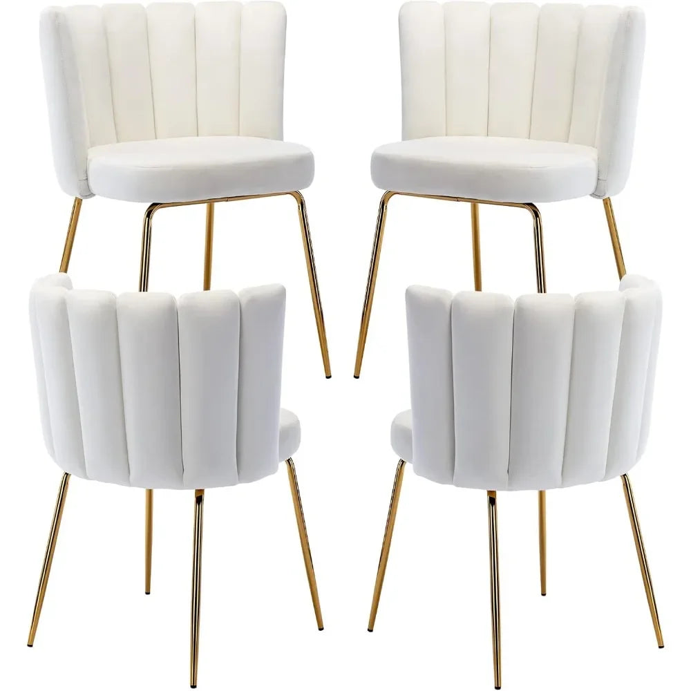 Velvet Gold Dining Chairs Set of 4, Upholstered Mid Century Modern Dining Room Chairs with Comfy ,Gold Legs Accent Side Chairs