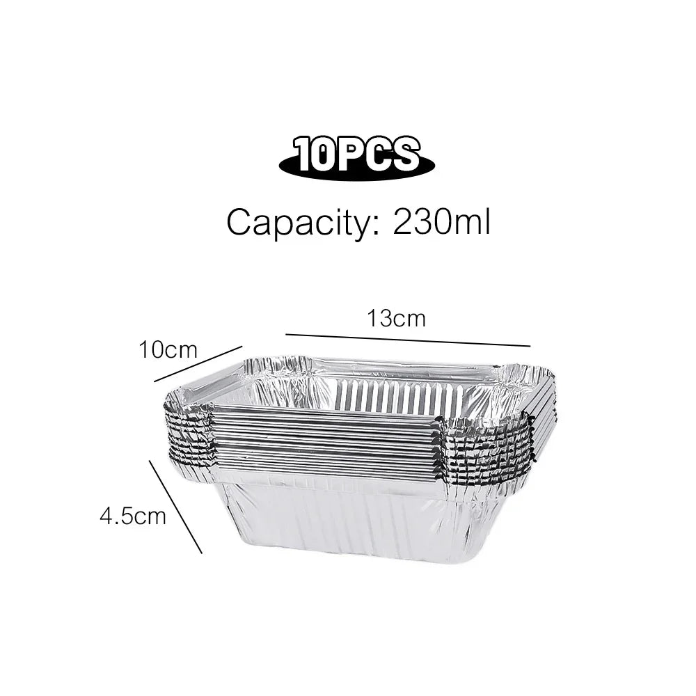 10/20pcs Oil-Proof Air Fryer Tin Box for Oven Steaming Basket Disposable Non-Stick Aluminum Foil Paper Box Kitchen Tool BBQ Tray