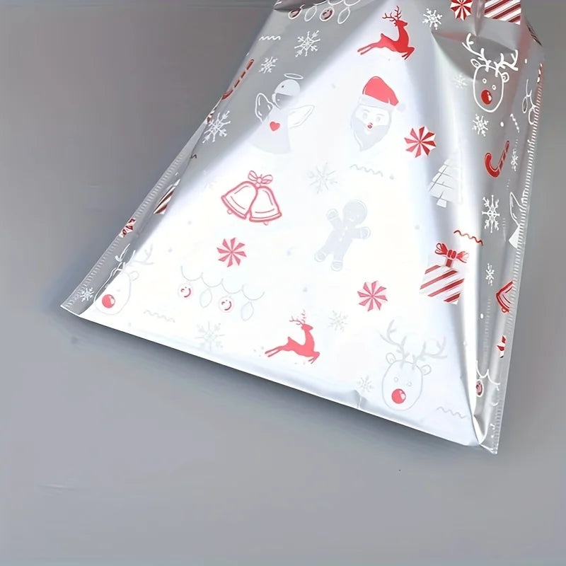 21pcs Christmas Gift Bags Drawstring Wrapping Sacks Festive Holiday Presents Packaging, Xmas Themed PP Party Favor candy Bag