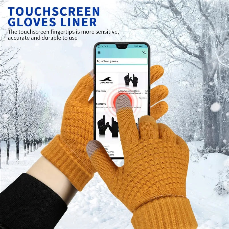 Winter Wolle Warme Strickhandschuhe Handy Touchscreen Strickhandschuhe Vollfinger Guantes Weibliche Häkelhandschuhe Für Männer Frauen