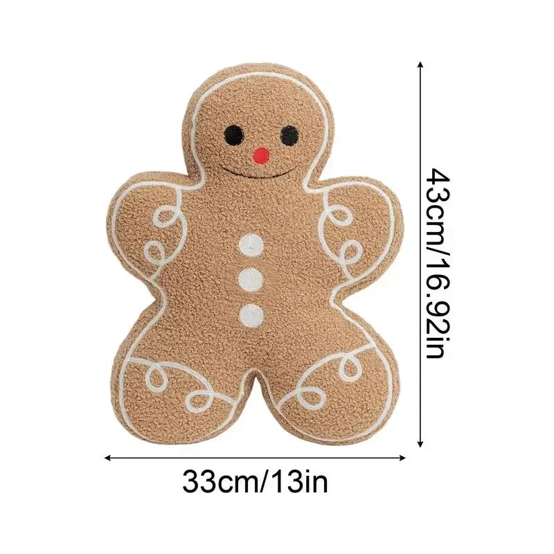 43cm Christmas Gingerbread Plush Pillow Cushion,Biscuit Man Doll Christmas Plush Stuffed Pillow Gingerbread Man Home Decor Gift