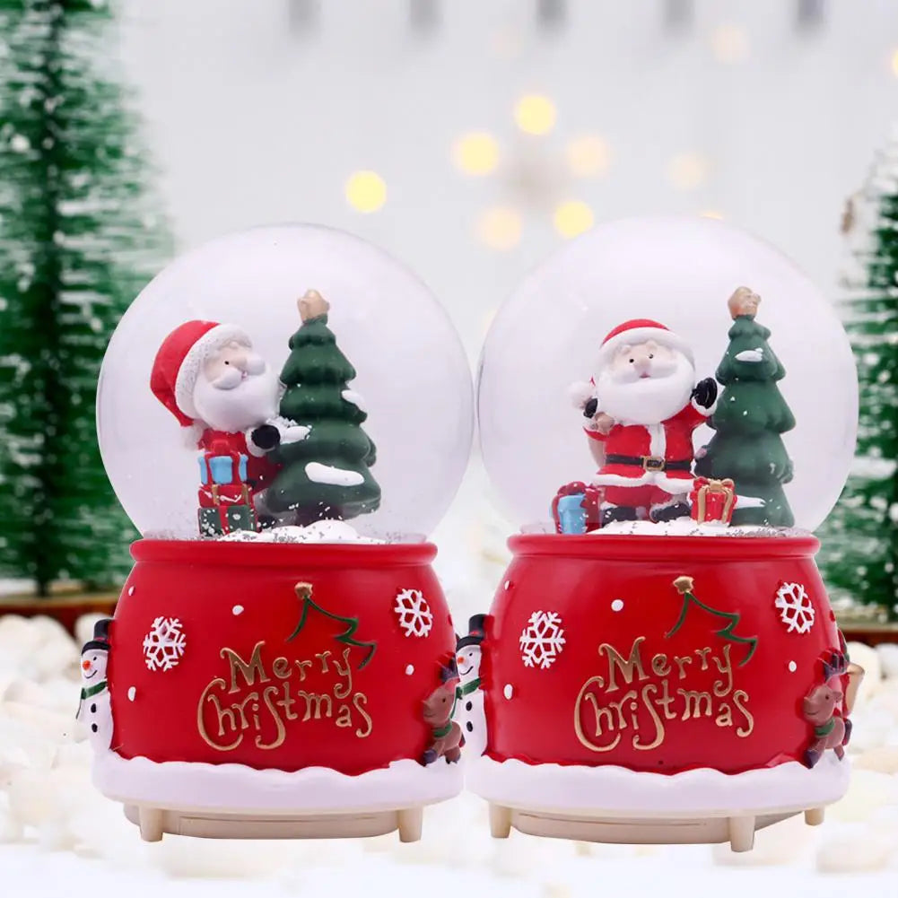 Christmas Snow Globe Realistic Shape Glowing Crafts Music Snow Globe Santa Claus Statue Music Snow Globe Ornament