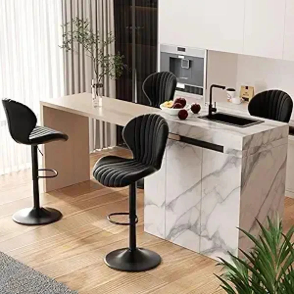 Bar Stools Set of 4 Modern Swivel Bar Chairs, Barstools Counter Height with High Backrest, Suitable for restaurants and bars