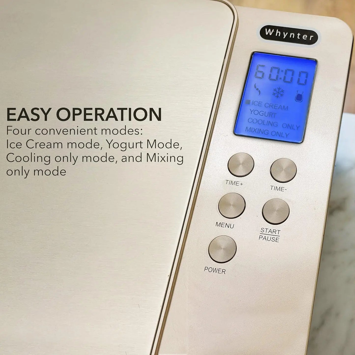 Cream Maker Machine & Yogurt Automatic 2 Qt. with Built-in Compressor, LCD Digital Display & Timer, No Pre-Freezing, ICM-220CGY