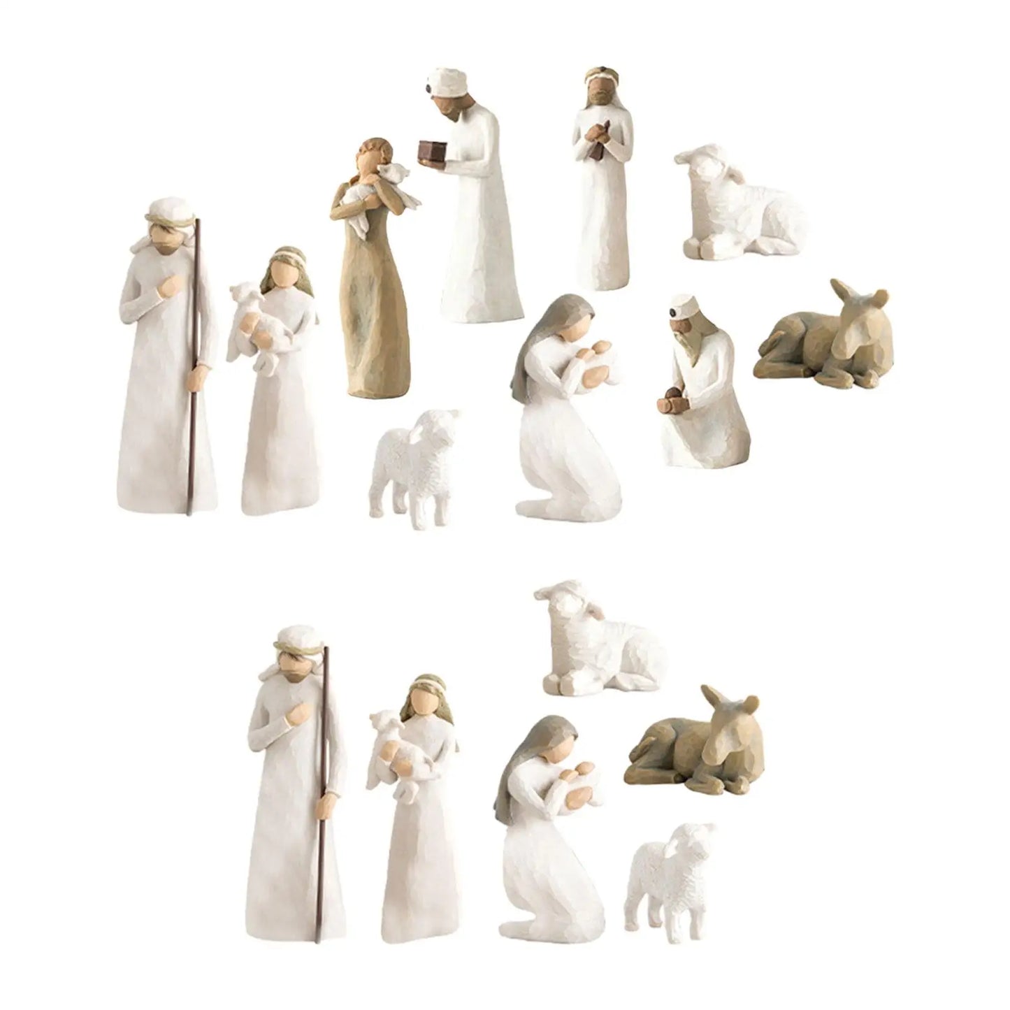 Christmas Nativity Scene Figurine Set Handmade Traditional Xmas Sculpture