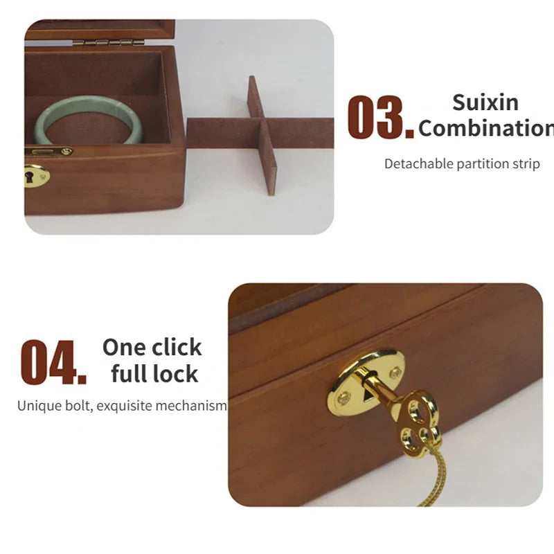 New Wood Jewelry Storage Box Display Earring Rings Jewelry Organizer Box Luxury Jewelry Gift Packaging Box Bracelet Package