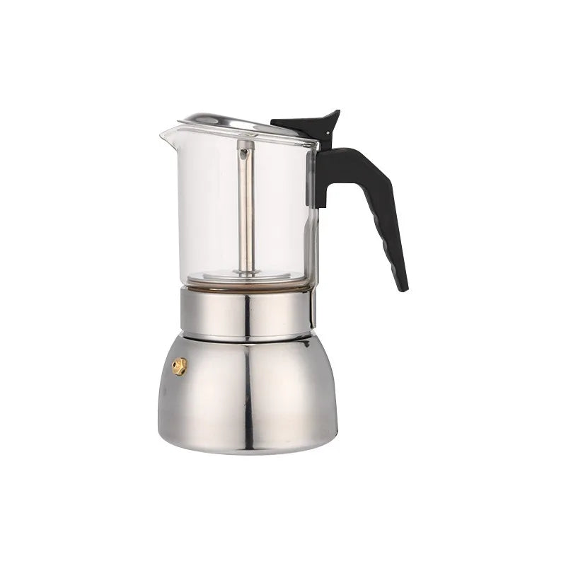 Easyworkz Diego Stovetop Espresso Maker Stainless Steel Italian Coffee Machine Maker 4Cup 6.8 oz Induction Moka Pot