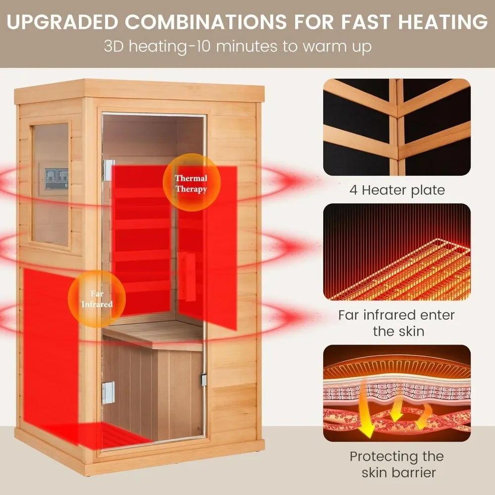 Sauna Infrared,Full Spectrum Infrared Sauna for Home, Indoor Dry Sauna with 4 Heater Panels,Suitable for living rooms