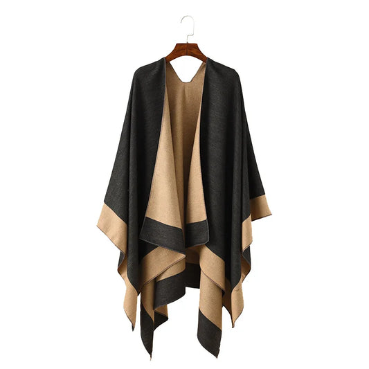 Ethnic Style Plus Size Imitation Cashmere Split Shawl Cloak Scarf Women Winter Warm Cappa