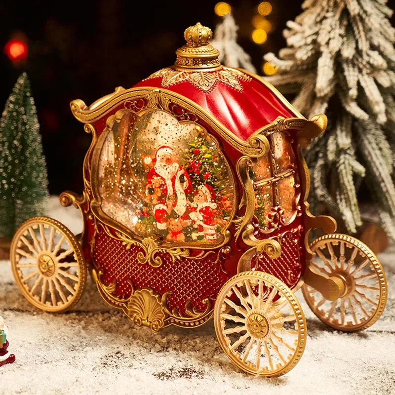 Christmas Music Box Carriage Old Man Snow Crystal Ball Snowman Children Crafts Birthday Gift Girls Adornos Navidad Home Product