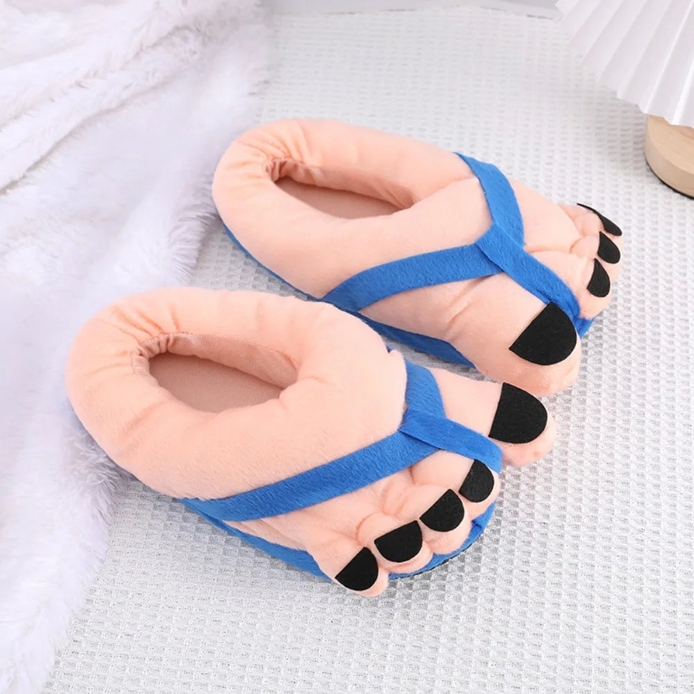 Men Women Winter Slippers Big Feet Creative Couples Funny Slippers House Slides Home Soft Warm Cotton Slider