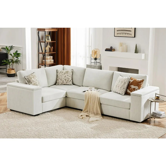 Sofas Living Room Sofa Chair Modern Sectional Sofa Couch for Living Room(5 Seater Sofa Ivory) Sofy Do Salon Furniture Sectionals