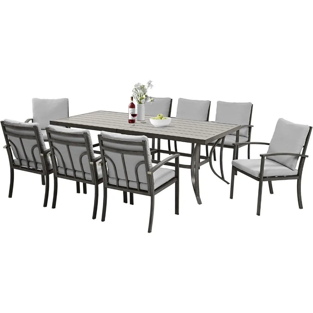 9-Piece Patio Outdoor Dining Set,All Aluminum Patio Table and Chairs Set for8Includes1Rectangular Table,Garden Patio Dining Sets