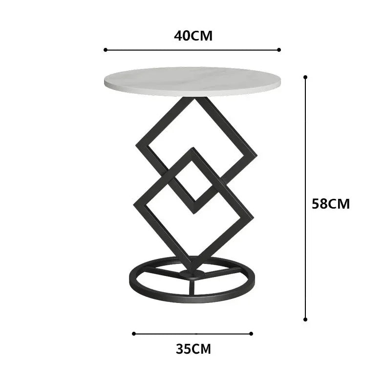 Round Coffee Table Modern Coffee Table Sofa Table Tea Desk for Living Room Office Desk, Balcony with Metal Legs Side Desk