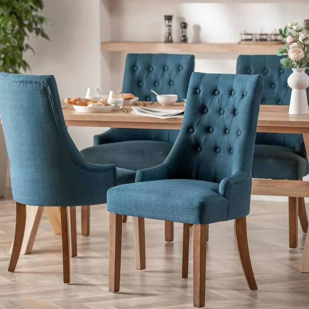 Wingback Upholstered Dining Chairs Set of 6 Fabric Side Dining Room Chairs With Tufted Button Chaises Chaise Salle a Manger Home