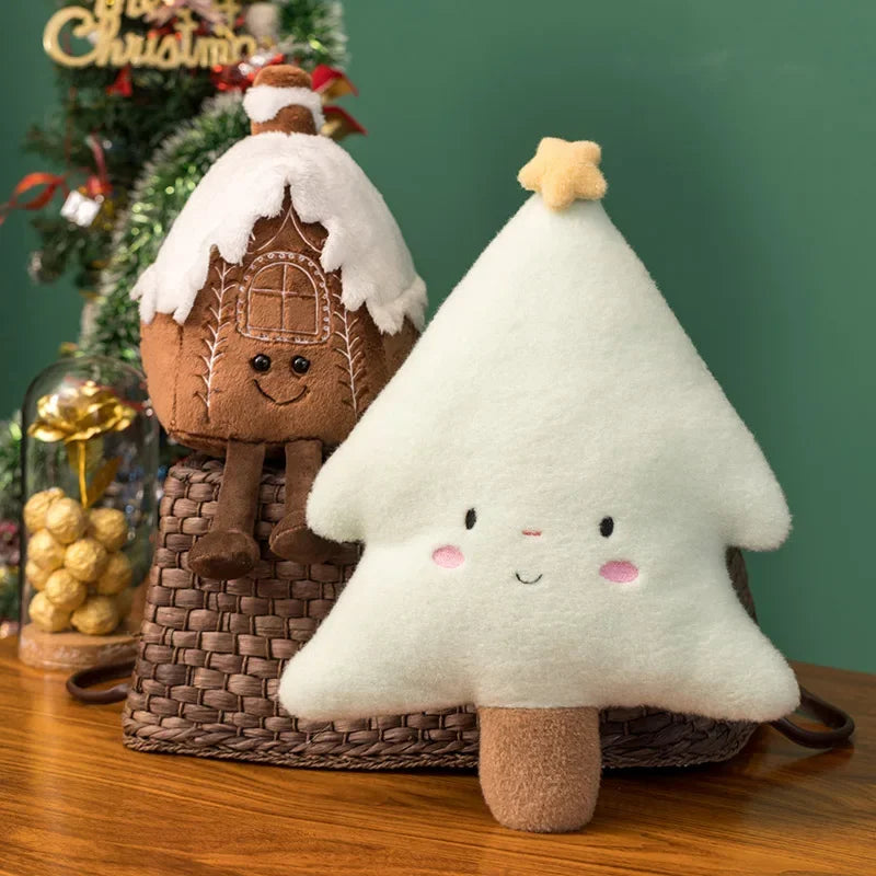 Christmas Ginger Bread Plushie Plush Pillow Stuffed Chocolate Cookie Cabin House Decor Cushion Funny XMas Tree Parsty Decor Doll