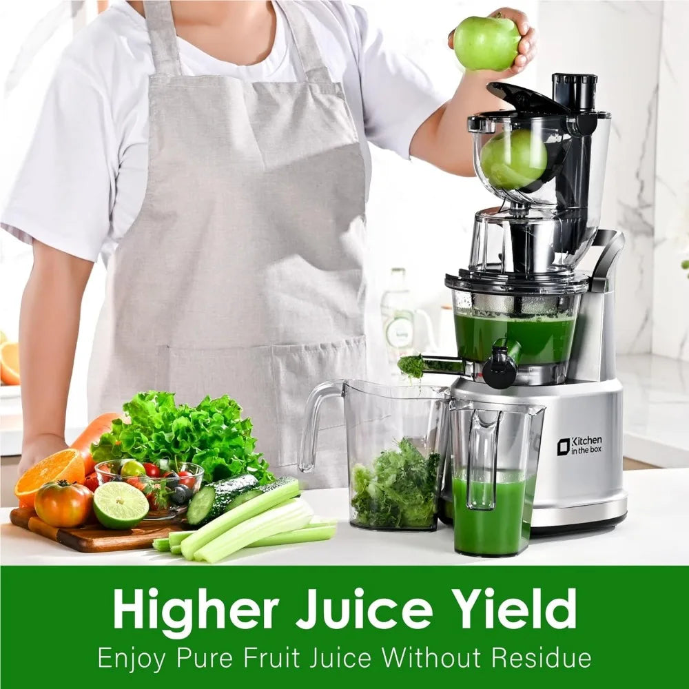 Cold Press Juicer Machines,Slow Masticating Juicer Machine, With 3.26" Wide Feed Chute for Whole Fruits and Vegetables