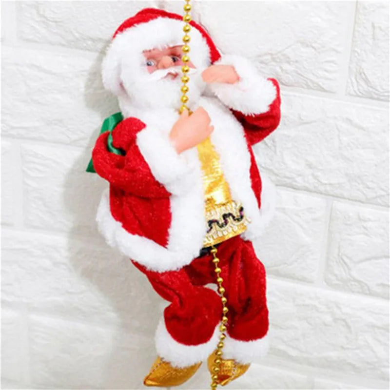 Christmas Ornaments Gift Electric Climbing Ladder Santa Claus Doll Toys With Music Merry Christmas Tree Hanging Decoration