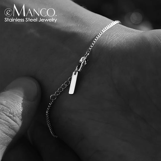 eManco Men's Personalized Creative Fashion Box Chain Bracelet  European and American punk Jewelry Wholesale  Direct sale